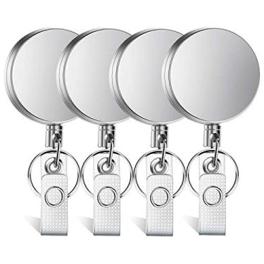 Imagem de Selizo 4 peças de suporte de crachá retrátil para crachás de crachás com clipe de chaveiro para cartão de identificação e crachá de trabalho