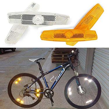 Imagem de EORTA Refletor de Bicicleta de 4 Peças de Segurança Noturna para Trilhas de Bicicleta Aviso Refletor de Luz de Bicicleta Acessórios de Decoração para Mountain Bike Road Bike, Amarelo e Branco