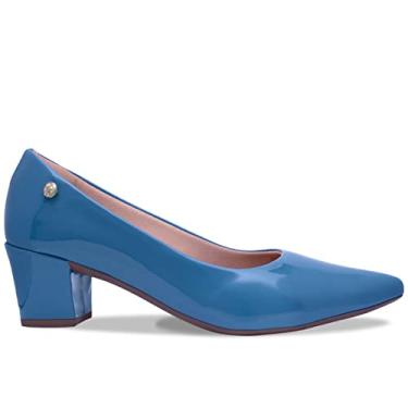 Imagem de Sapato Scarpin Feminino Social Verniz Salto Baixo A2.11 A Cor:Azul;Tamanho:35;Genero:Feminino