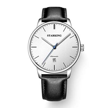 Imagem de Relógio masculino de pulso masculino Starking Top Brand Luxury Automatic TM0915 de couro masculino casual à prova d'água e à prova d'água..., Branco