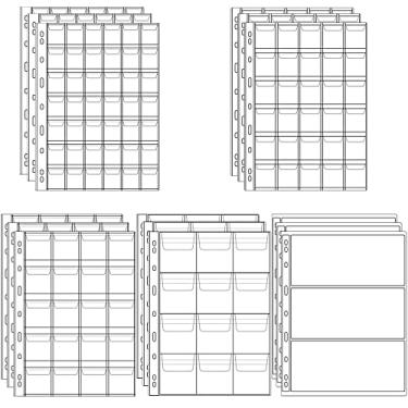 Imagem de 15 folhas de moeda de plástico 9 furos 5 tamanhos páginas de bolso padrão para moedas inserções de bolso para dinheiro capas de coleção para adesivos de moedas selo de moeda e outros suprimentos de armazenamento de coleção