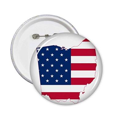 Imagem de Broche de bandeira de Ohio EUA mapa estrelas listras em forma de bandeira broche botão emblema acessório decoração 5 peças