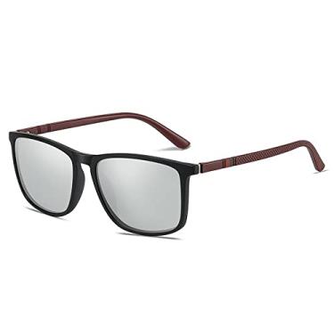 Imagem de Óculos de sol polarizados quadrados masculinos da moda, óculos de sol masculinos femininos de luxo, óculos de sol masculinos para condução de viagem, espelho de prata uv400,06, polarizado