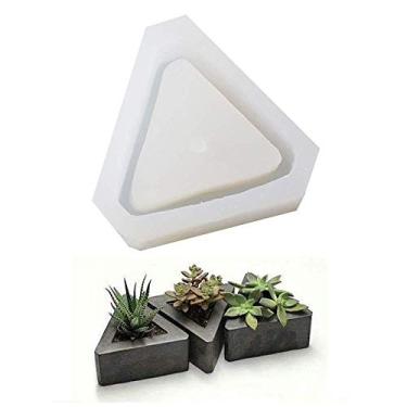 Imagem de (Triangel) - Diamond Shaped Pot Ceramic Clay Mould DIY Silicone Succulent Plants Concrete Planter Vase Moulds Handmade Craft Cake Pizza Jelly Microwave and Freezer Mould (Triangel)