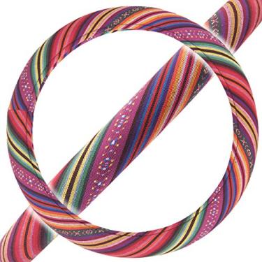 Imagem de Carbella Capa de volante estilo boho hippie boêmia estilo cobertor para volante - serve na maioria dos tamanhos de roda padrão 36,8-38 cm estilo tecido - listras claras