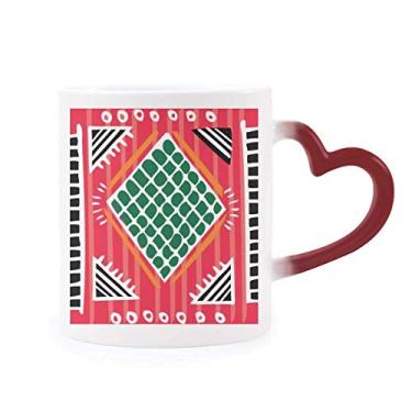 Imagem de Red Green Line Totems Mexico Civilization Caneca sensível ao calor vermelha muda de cor vermelha