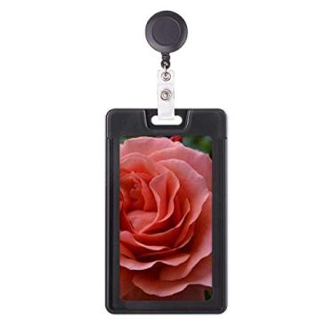 Imagem de Estojo retrátil para cartão de crachá verde rosas rosas rosas