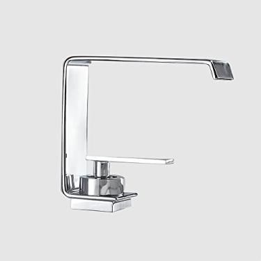 Imagem de Torneira preta do banheiro estilo cachoeira torneira misturadora de latão torneira de água de furo único misturadora de pia vaidade montagem no convés, tipo C