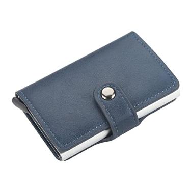 Imagem de Carteira de couro casual feminina e masculina bolsas curtas carteiras com zíper bolsa de mão de couro carteira (azul, tamanho único)