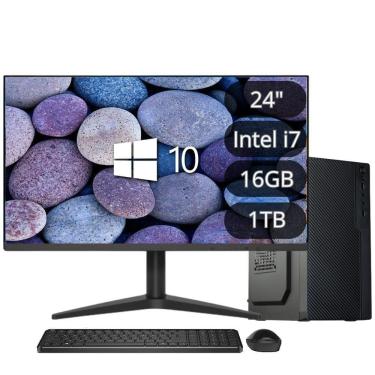 Imagem de Computador Completo Intel Core i7 6ª Geração 16GB DDR4 SSD 1TB Monitor LED 24&quot; HDMI Windows 10 3green Flex 3F-054