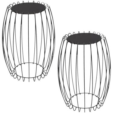 Imagem de Kit Mesa Apoio Lateral 43 cm Tampo Vidro Preto Base Metal Preto Nacc