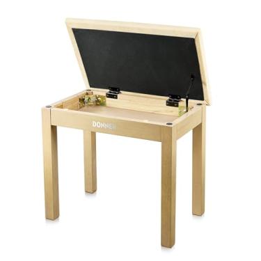 Imagem de Banco de Piano Donner com Armazenamento, Madeira Maciça, Almofada de Camurça de Alta Densidade, Cor Madeira Clara