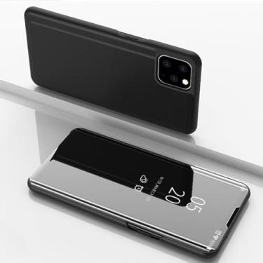Imagem de Flip Stand Clear View Mirror Capa de telefone para iPhone 13 11 12 Mini Pro Max 8 7 6 6s Plus Capa para iPhone X XR XS Max SE 2020 Capa, preta, para iPhone 13Pro MAX