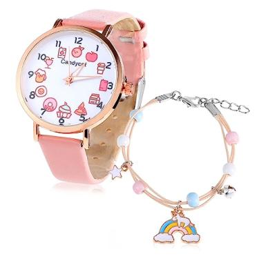 Imagem de Relógio com mostrador de frutas para idades de 5 a 7 estrelas Hanchains Relógio de presente para meninas Relógio de pulso Correntes de pulso Presentes para pulseira Cinto Criança Material de caixa Lig