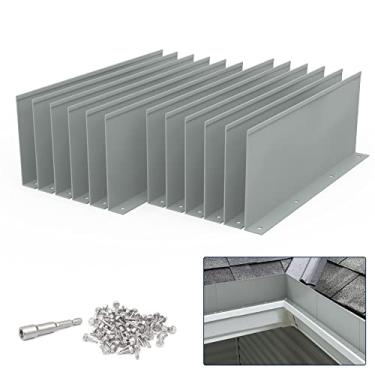 Imagem de Pearwow Protetor contra respingos Gutter Valley, desviador de chuva de alumínio para calhas para vale, canto ou reto, 25 cm cada (12 peças, cinza)