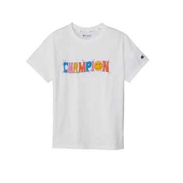 Imagem de Champion Camiseta feminina de manga curta com logotipo sorridente clássica gráfica (branca), Branco, PP
