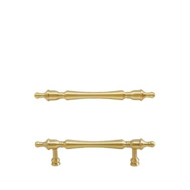 Imagem de Maçaneta de cobre puro para porta de guarda-roupa, maçaneta de latão sólido americano, maçaneta de porta de cobre puro para armário, maçaneta dourada para porta de guarda-roupa, A, 96MM