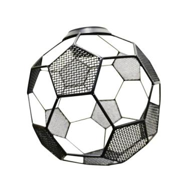 Imagem de Baoblaze Sombra de lâmpada pendente de malha de metal, capa de luz pendente, gaiola de lâmpada moderna, abajur de fio de ferro, forma de futebol para bar, preto