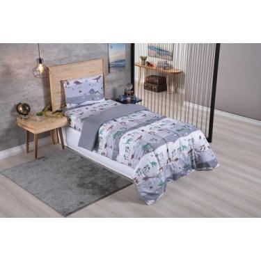 Imagem de Kit Edredom Solteiro Infantil Dinossauro 3 peças - Alegria - Lux Enxov