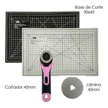 Imagem de Base para Corte Apoio de Mesa 45x30 Tapete Verde e Rosa ou Cinza Preta
