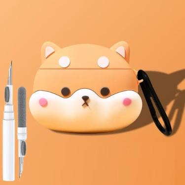 Imagem de Capa fofa de cachorro para Galaxy Buds 3 Pro/Buds3, desenho 3D engraçado, kawaii, capa legal com kit de limpeza e chaveiro para Samsung Galaxy Buds Pro 3/Buds 3 para meninos meninas crianças