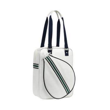 Imagem de Suporte para bolsa de raquete de tênis Decoração multifuncional com alças Bolsa de tênis Bolsa de ombro para badminton para atividades ao ar livre, Branco