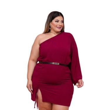 Imagem de Vestido Plus Size Feminino Nula Manga C Fenda + Cinto 0518 - Bellucy M