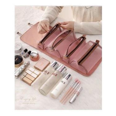 Imagem de Bolsa Necessaire Estojo De Maquiagem Cosmético Viagem - oem, Bege