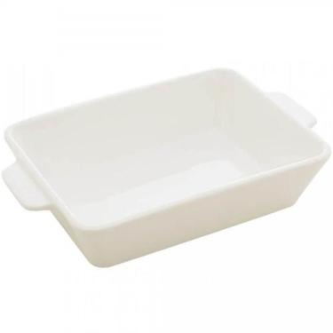 Imagem de Kit 10 Refratários 23,5x5cm Travessa Porcelana Branca com Alça Funda L