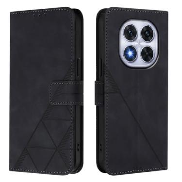Imagem de MRRSIWEI Capa carteira para Xiaomi Redmi Note 14 Pro 5G com porta-cartão, capa flip magnética à prova de choque de couro sintético PU com suporte para Redmi Note 14 Pro/Note 14 Pro Plus. Suporte preto
