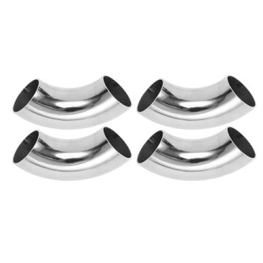 Imagem de Motoforti 4 peças 90 graus mandril curva cotovelo carro modificado tubo de escape tubulação 304 aço inoxidável tom prata 304