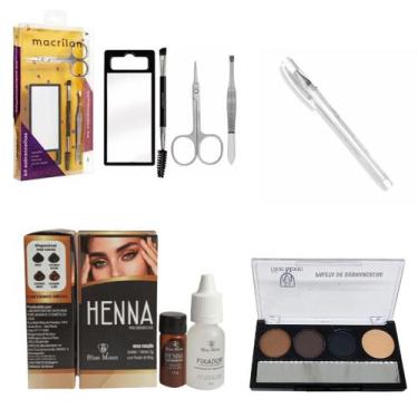 Imagem de Kit de Modelagem de Sobrancelhas Henna Sombra Caneta Pinça - Blue Moon