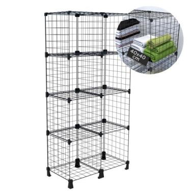 Imagem de Estante Aramada 8 Nichos 40x40cm Prateleira de Aço Multiuso para Roupa