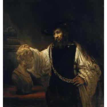 Imagem de Aristóteles Contemplando um Busto de Homero (1653) de Rembrandt, 75 x 78 cm, Tela Canvas Para Quadro