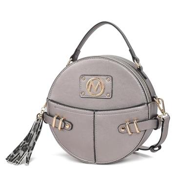 Imagem de MKF Collection Bolsas transversais redondas para mulheres e bolsas, bolsa de mão de couro PU bolsa carteiro lateral pequena, Estanho Gayle, Medium