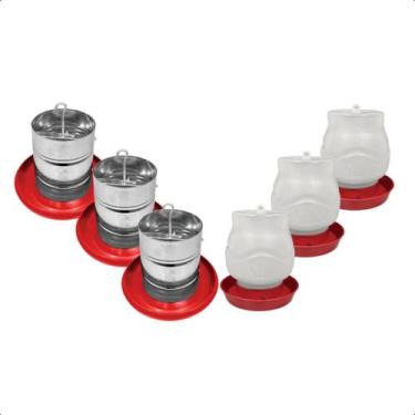 Imagem de Kit 3 Comedouro Tubular 3kg e 3 Bebedouro Rosca 3,5L Aves - AVIPET