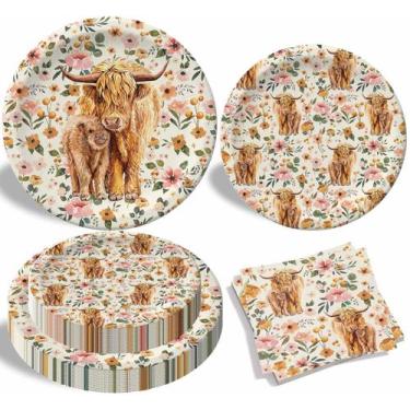 Imagem de Conjunto de talheres de festa Buerhanerry Highland Cow para 24 convida