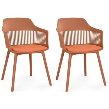 Imagem de Kit 2 Cadeiras De Jantar Estofada Marcela - Marrom