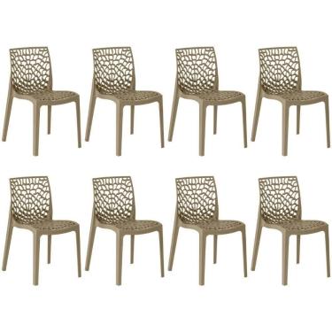 Imagem de Kit 8 Cadeiras De Jantar Gruvyer Design Em Polipropileno - Nude