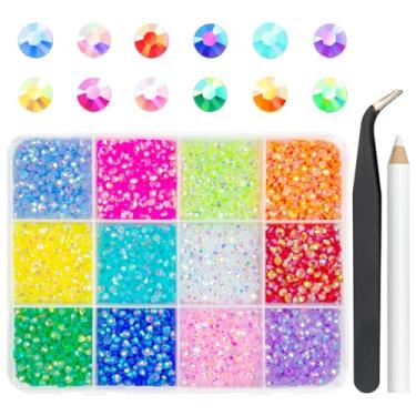 Imagem de qiipii Strass De Resina Gelatinosa 12 Cores Para Artesanato, Pedras 3 Mm Com Fundo Plano, Gemas Brilhantes, Arco-Íris Colorido Ab Ss10, Diamantes Sem Hotfix, Amuletos Unhas, Rosto, Olhos, Maquiagem,