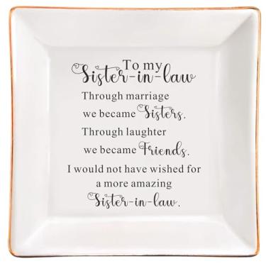 Imagem de SUNBMO Prato De Cerâmica Para Joias Minha Cunhada, Aniversário, Presentes Natal Irmã, Formatura Casamento, Ideias
