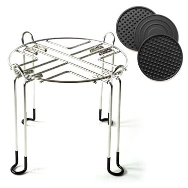 Imagem de Pajaso Design Suporte Alto Para Filtro De Água Refrigeradores Berkey Alimentados Por Gravidade, Dispensadores Tamanho Médio 8" X 9" Largura, Completos Com 4 Porta-Copos, Aço Inoxidável