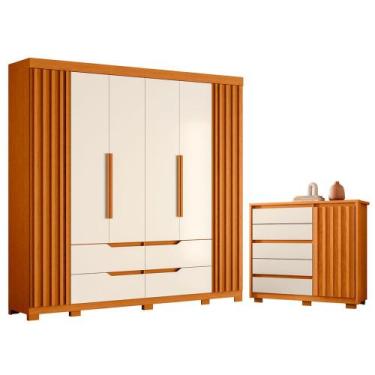 Imagem de Quarto Completo Casal Guarda Roupa Ripado Doble e Cômoda Duetto - Alba