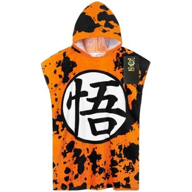 Imagem de Get Trend Dragon Ball Z Toalhas de Praia para Crianças Adolescentes com Capuz Toalha de Banho com Capuz Poncho Algodão Viagem Piscina Natação Praia (Bola de Dragão Laranja, 9-14 Anos).