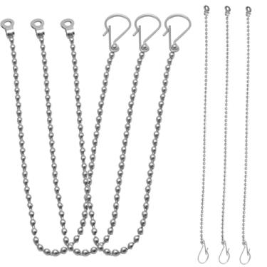 Imagem de Hordion Pacote com 6 correntes para vaso sanitário de 26,4 cm, kit de substituição de corrente de vaso sanitário universal de aço inoxidável com gancho e anel para a maioria das palhetas de vaso