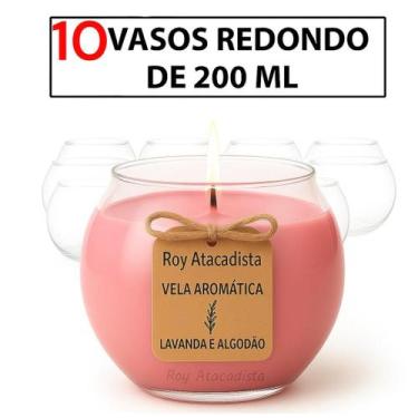 Imagem de Vaso mini pequeno 200 ml kit 10 vidro redondo castical vela - Vaso red