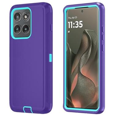Imagem de Qinmay Capa de telefone para Motorola Moto Edge 5G 2025, capa de telefone resistente à prova de choque e à prova de quedas de 3 camadas para Moto Edge 2025 (roxo-celesteazul)