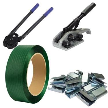 Imagem de kit Manual 2 em 1  Esticador e Selador ,Fita PET 16mm, Selo Metálico -