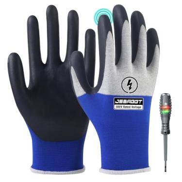 Imagem de JSBAGGT Luvas Elétricas Isoladas De 500 V, Resistência À Tensão, Luvas De Alta Tensão Para Eletricista, Luvas De Trabalho Com Isolamento Retardante De Chamas E Tela Sensível Ao Toque De Dedos Intei