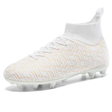 Imagem de XGHRIAN Chuteiras De Futebol Masculinas De Cano Alto Com Travas Ag Outdoor Training, Chuteiras Masculinas E Femininas Para Meninos Grandes, Brancas, Eua, Tamanho 8